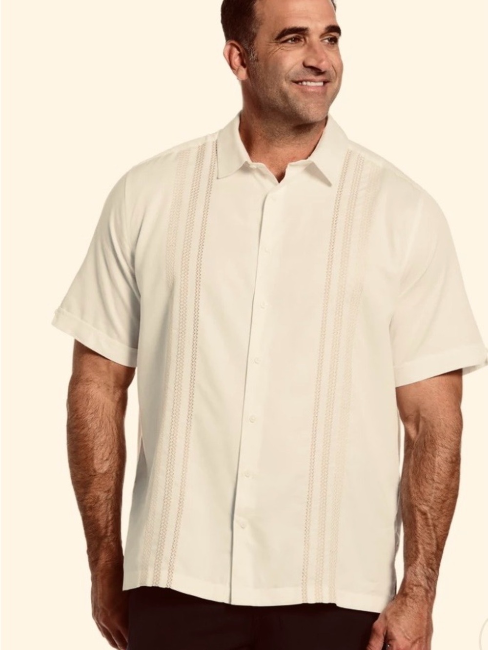 Cubavera Taupe Tan Short-Sleeve Cuban Shirt